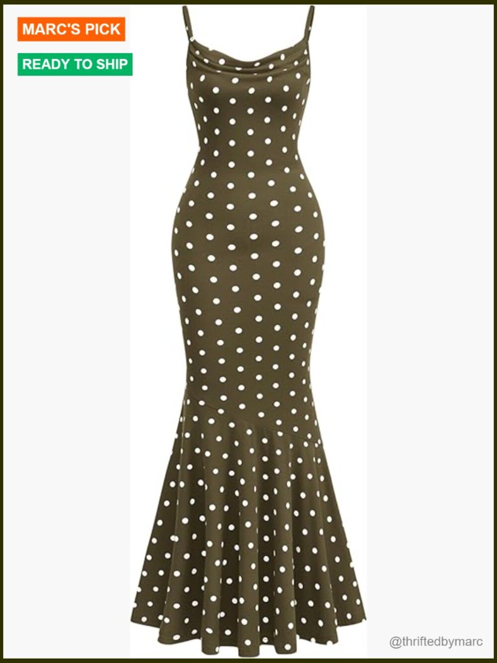 Spaghetti Strap Cowl Neck Bodycon Mermaid Maxi Dress